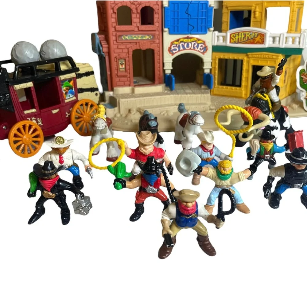VTG Fisher Price Great Adventures Wild Western Town Cannonball Coach & Figures